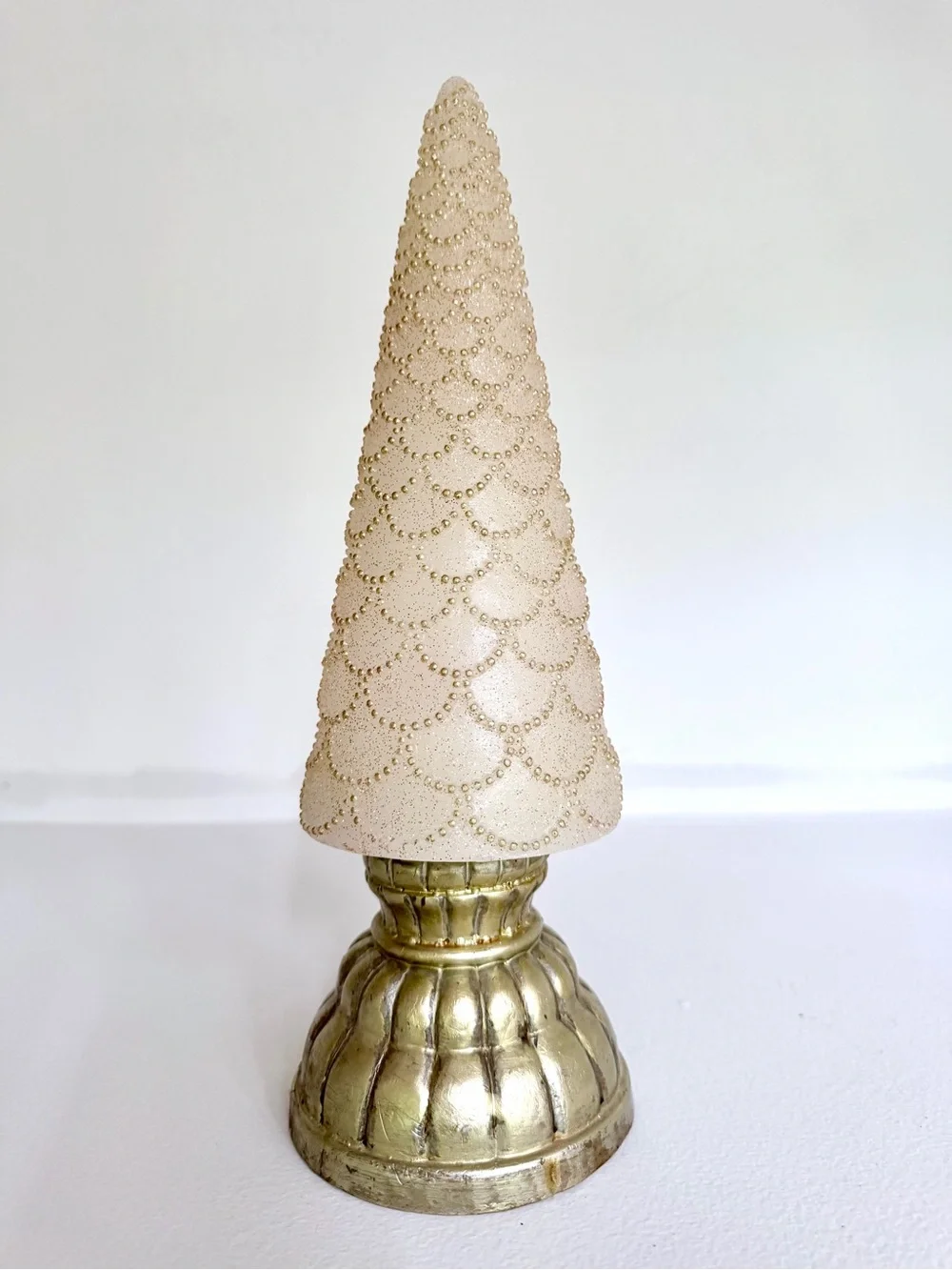 Three Illuminating Gold Wax Holiday Cone Trees - Picture 14 of 16